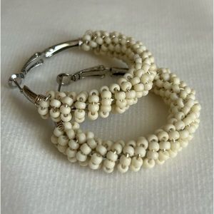 Earring white beads
